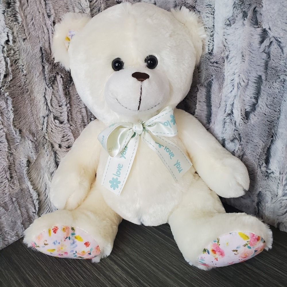 Modern Expressions by Walgreens Plush White Teddy Bear I Love You 12" SOFT EUC‎